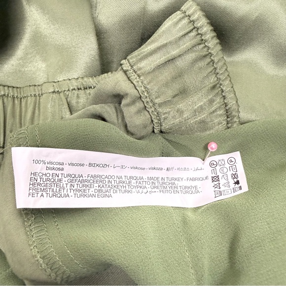 ZARA Olive Green Satin 2-Piece Set/Oversized Top XS/Pants L NWOT - Picture 11 of 11